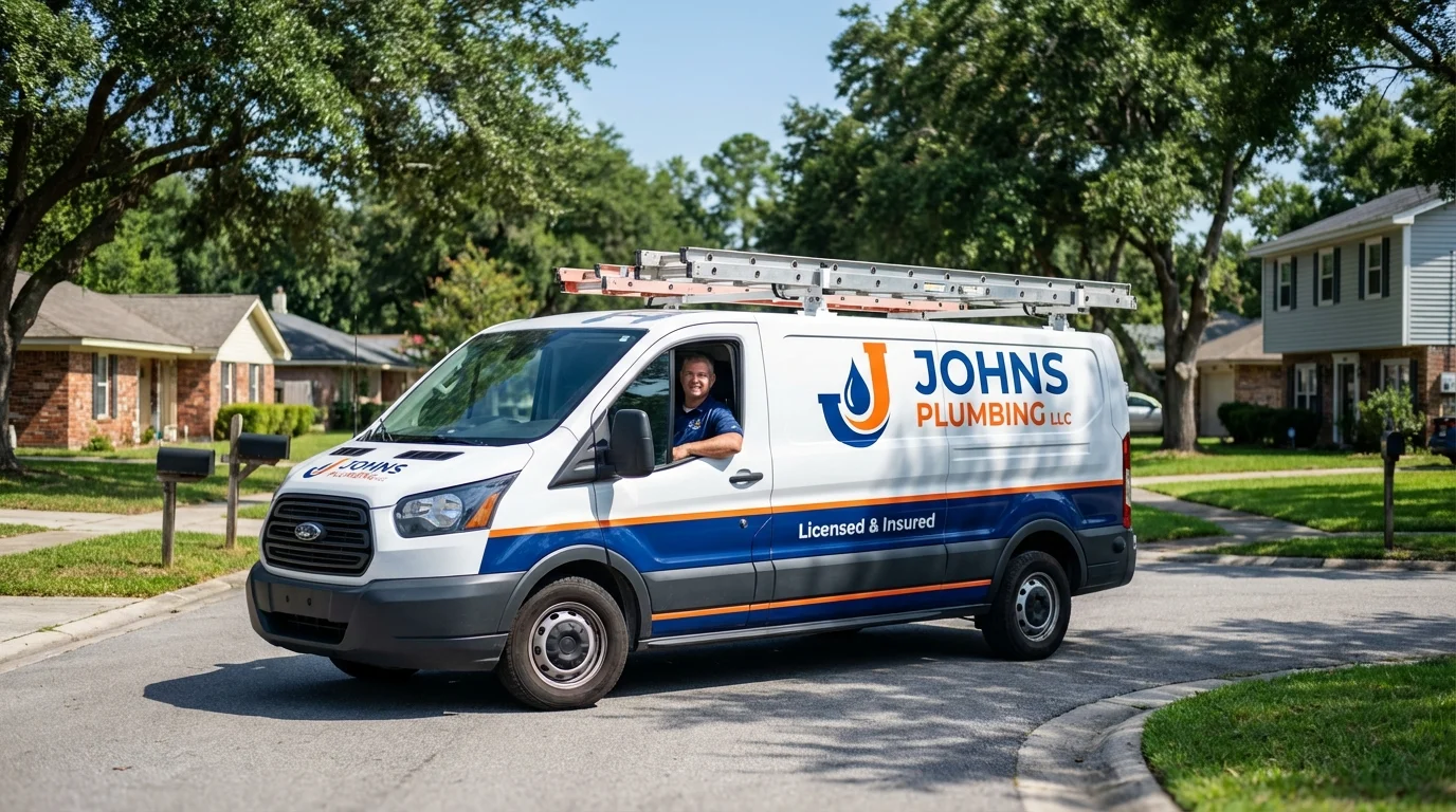 Johns Plumbing LLC service van in Harleigh, PA