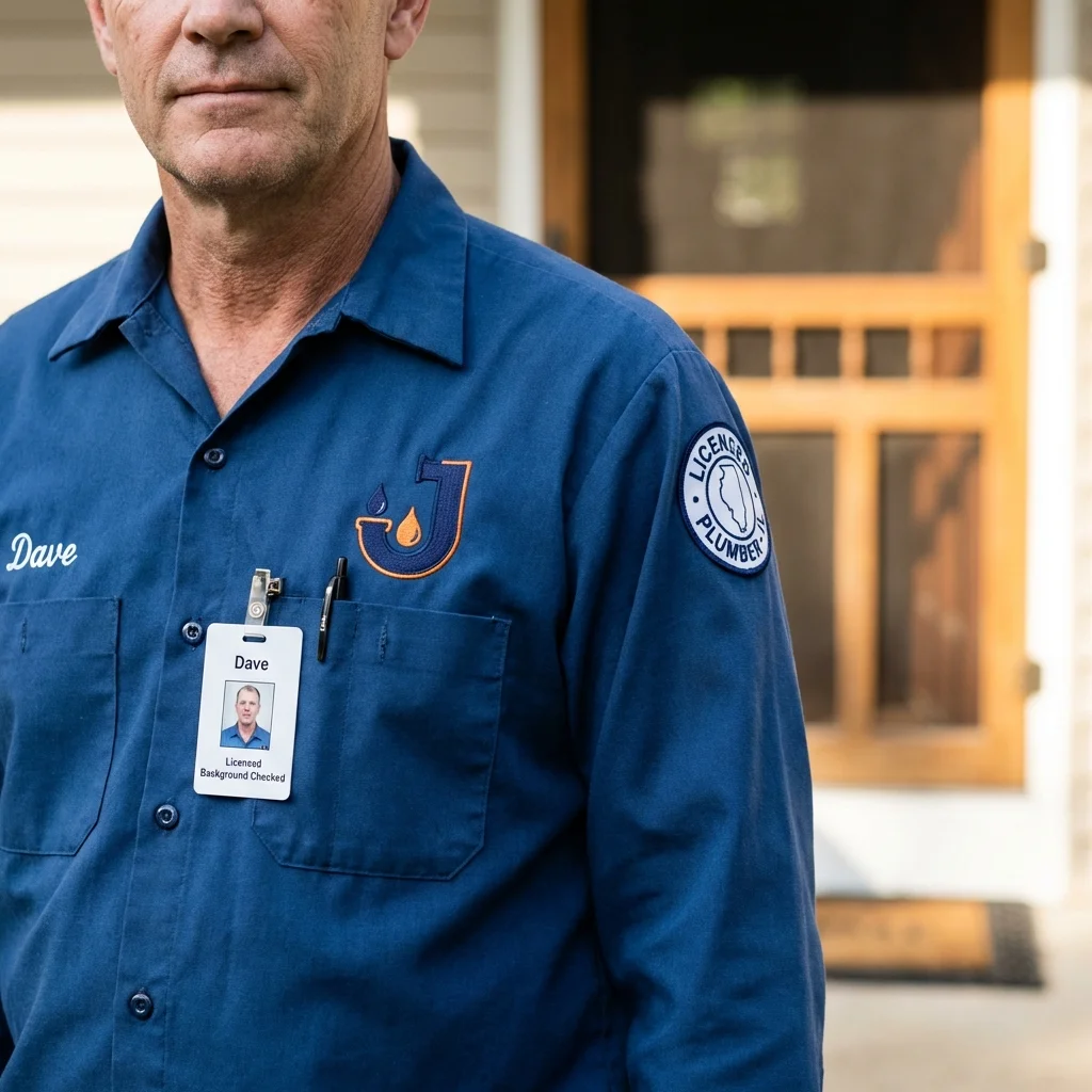 Licensed plumber showing ID badge in Harleigh, PA