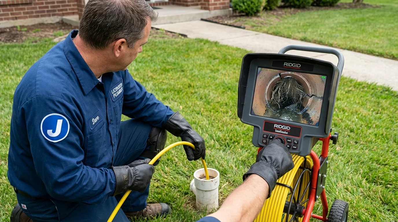 Sewer camera inspection being performed by Johns Plumbing LLC in Harleigh